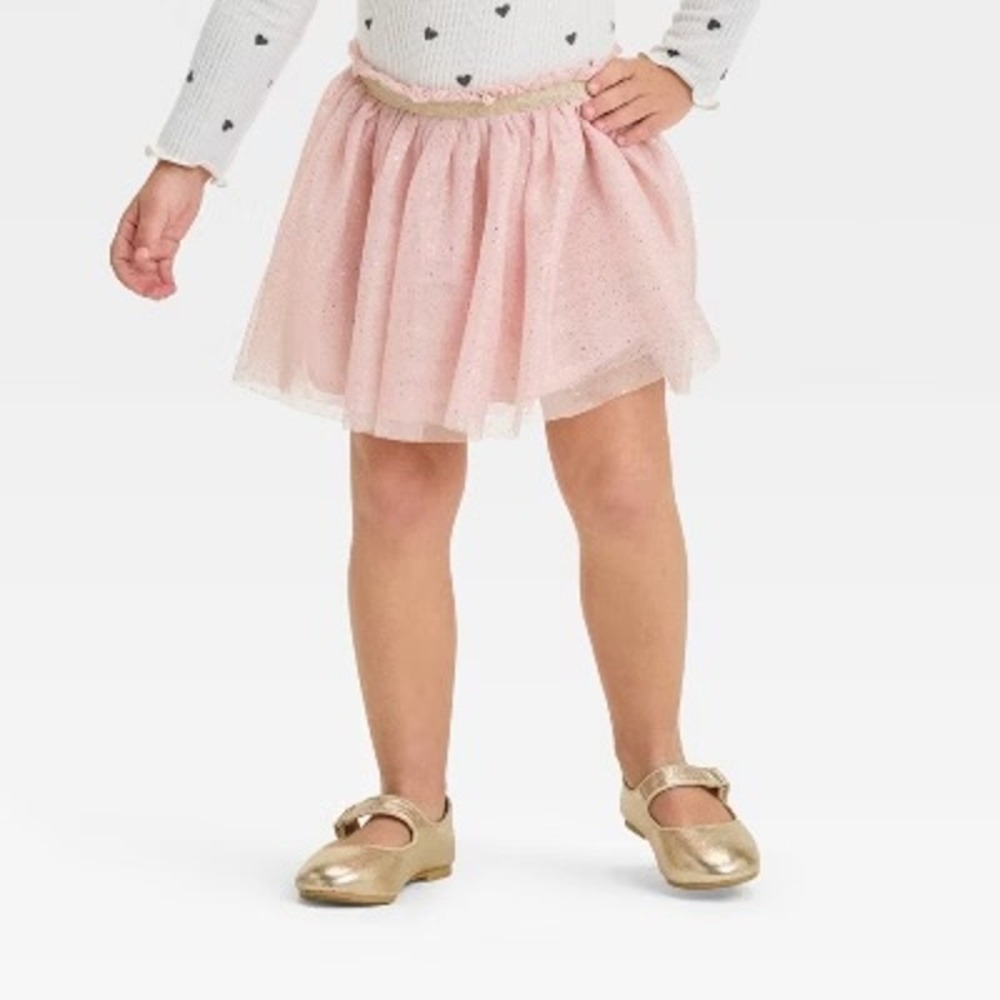 Cat and Jack Tulle‎ Tutu Skirt Pink Gold Glitter Size 3T NEW